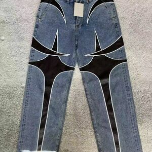 Thug Club Stylish Blue and Black Graphic Jeans